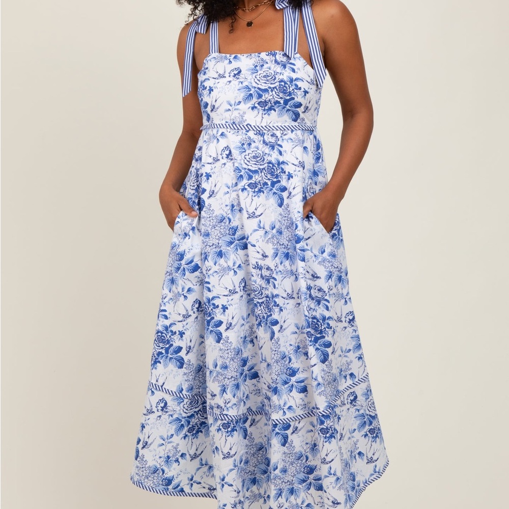 NWT Entro Blue and White Floral Maxi Dress